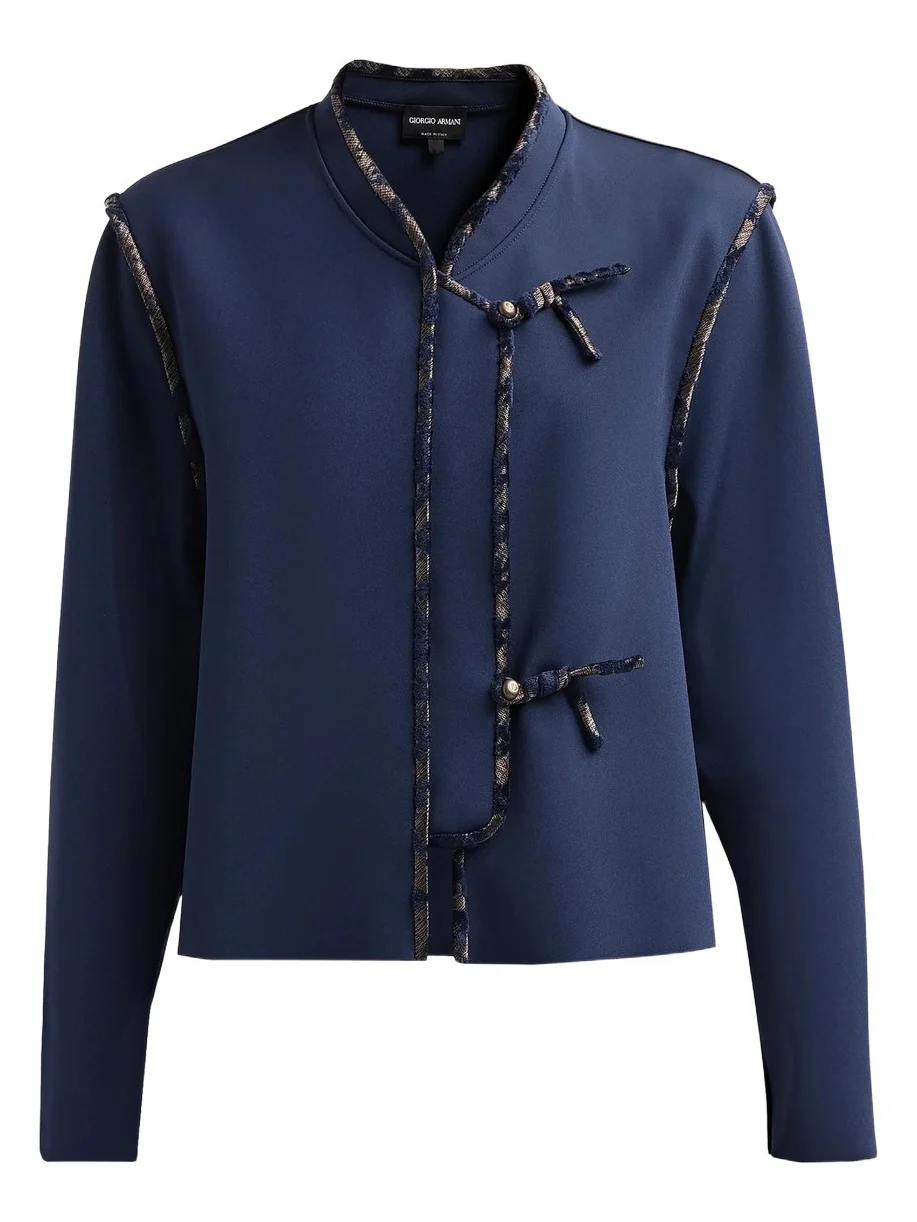 Women's Brocade-Trim Stretch-Nylon Jacket