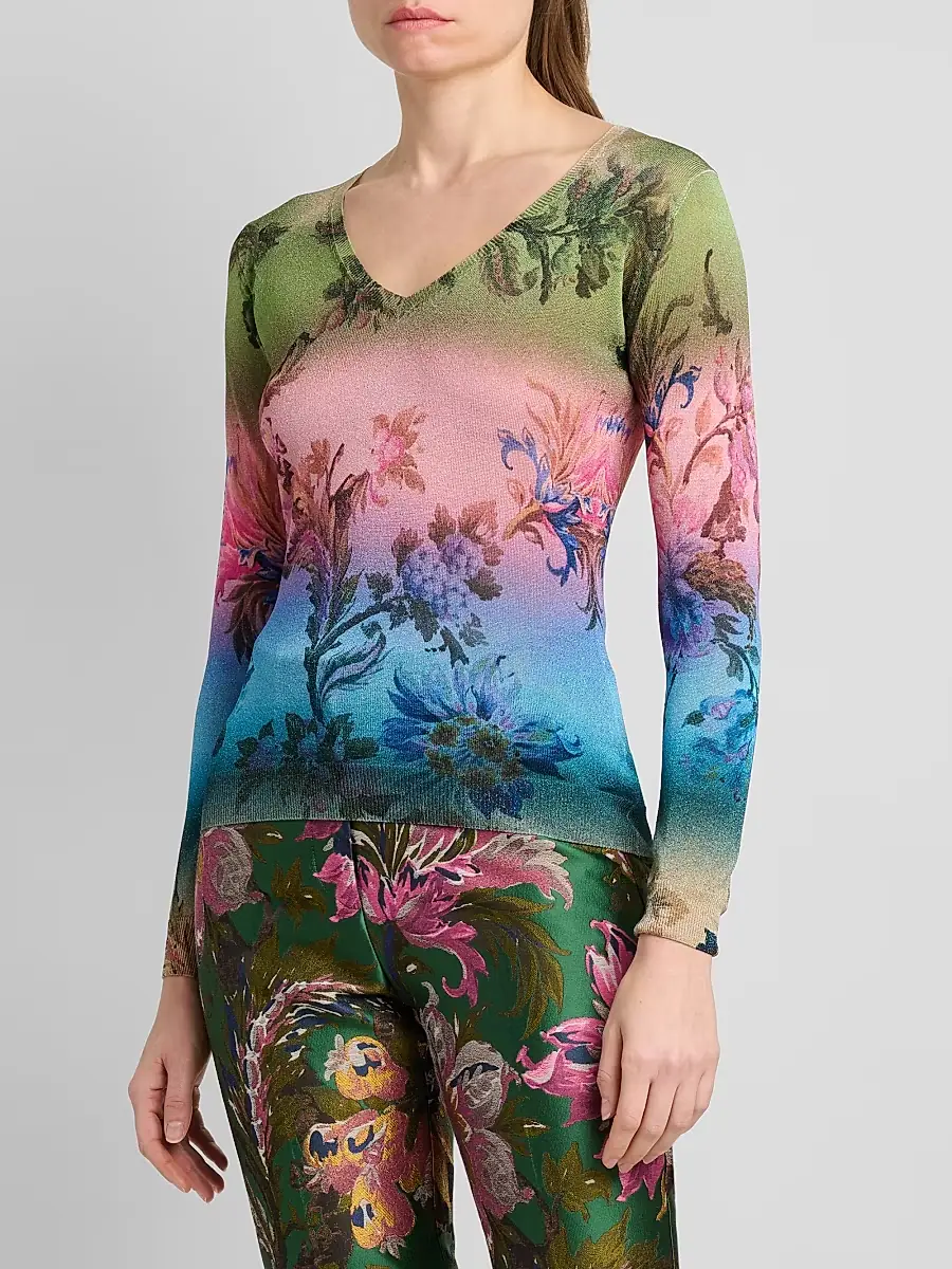 Etro Women's Ombré Floral Knit Top | Thumbnail 4 Etro Women's Ombré Floral Knit Top | Thumbnail 4
