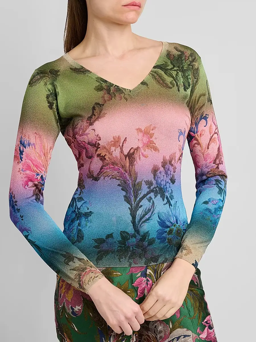 Etro Women's Ombré Floral Knit Top | Thumbnail 5 Etro Women's Ombré Floral Knit Top | Thumbnail 5