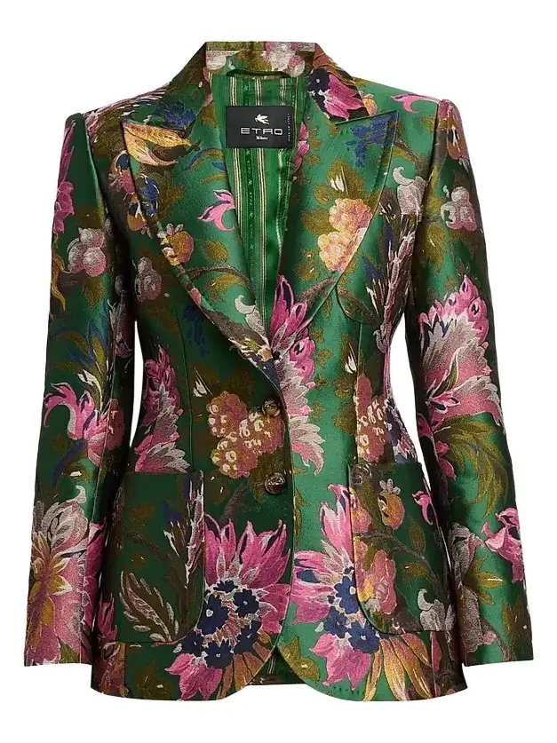 Women's Floral Jacquard Fitted Blazer