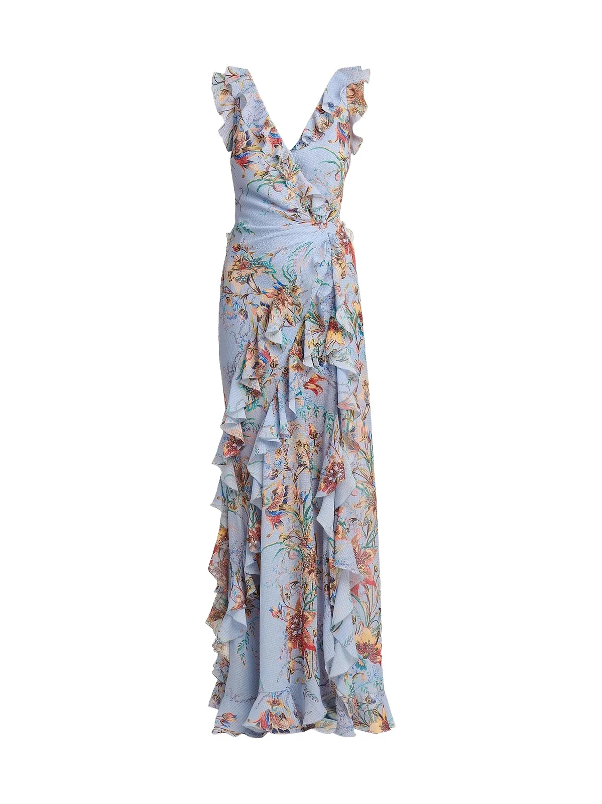 Women's Printed Ruffle-Trimmed Maxi Dress