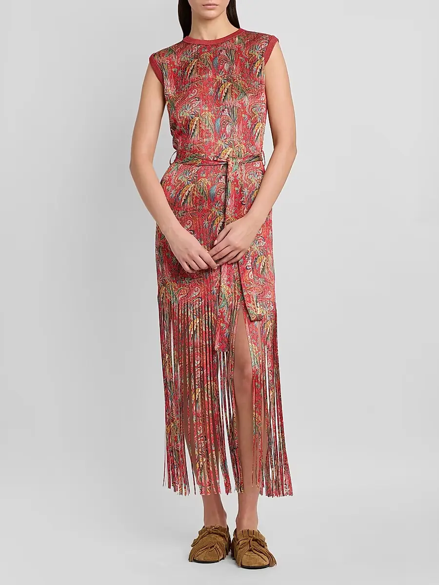 Etro Women's Paisley Fringe Midi Dress | Thumbnail 2