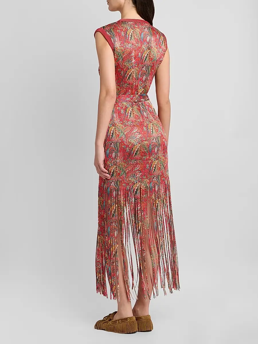 Etro Women's Paisley Fringe Midi Dress | Thumbnail 3