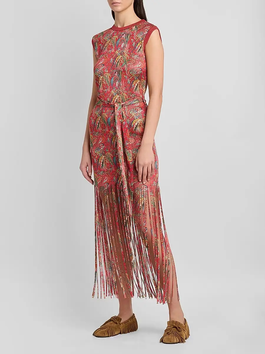 Etro Women's Paisley Fringe Midi Dress | Thumbnail 4