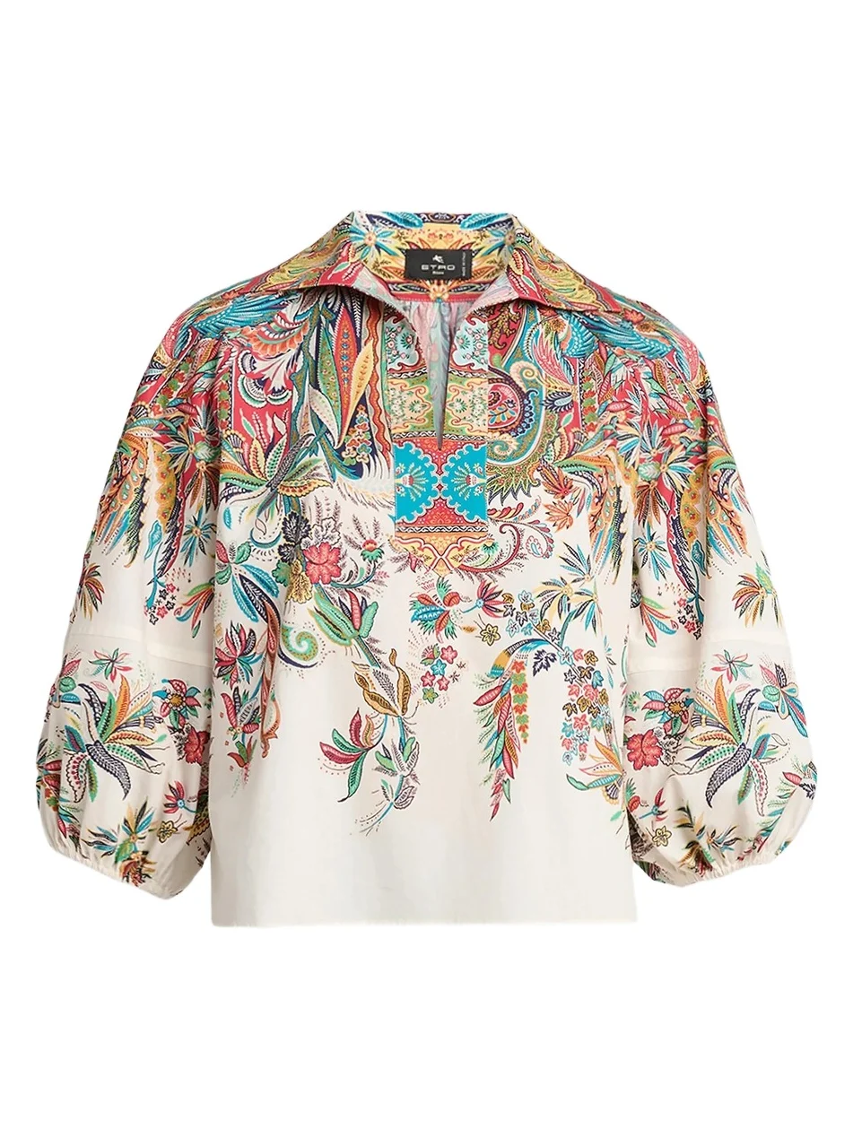 Etro Women's Floral Paisley Balloon-Sleeve Top
