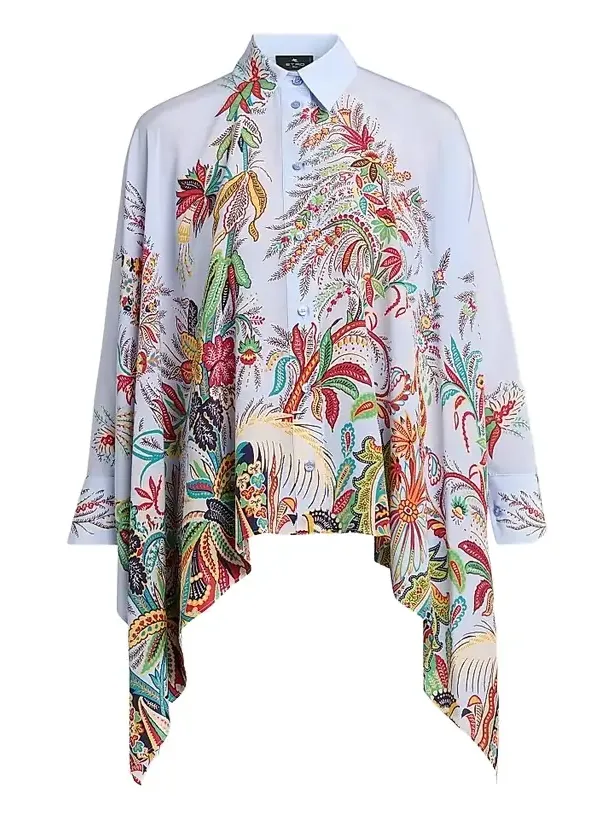Etro Women's Paisley Handkerchief Hem Silk Shirt