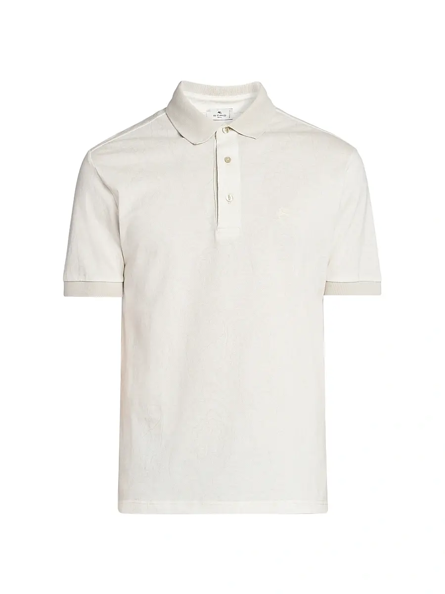Etro Men's Roma Cotton Polo Shirt - Stampado Bianco | Image 1 Etro Men's Roma Cotton Polo Shirt - Stampado Bianco | Image 1