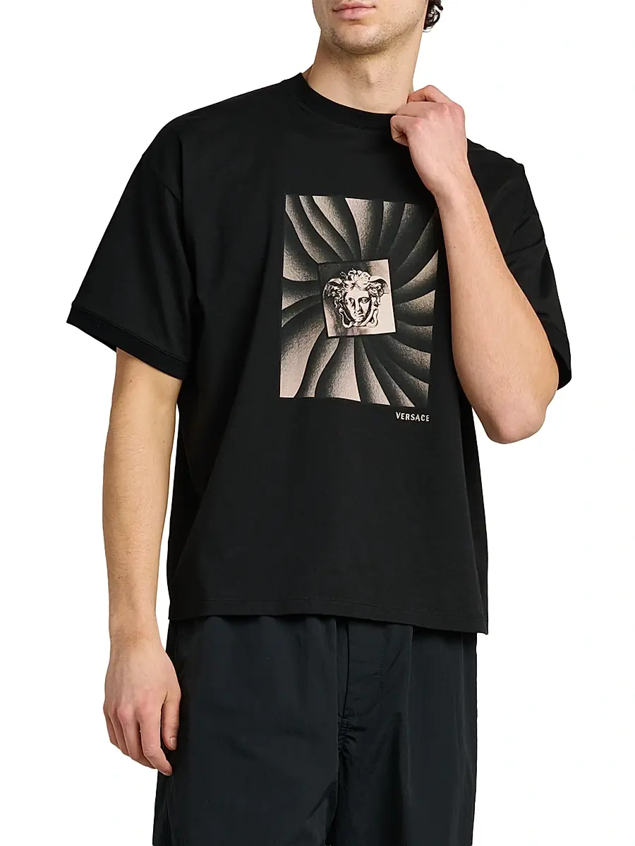 Versace Men's Medusa Cotton T-Shirt | Thumbnail 3 Versace Men's Medusa Cotton T-Shirt | Thumbnail 3