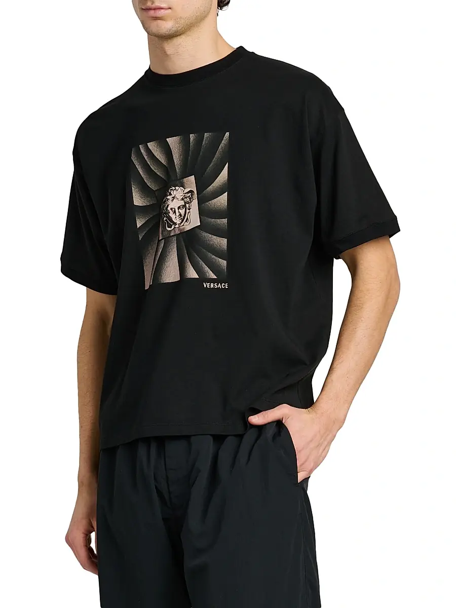 Versace Men's Medusa Cotton T-Shirt | Thumbnail 4 Versace Men's Medusa Cotton T-Shirt | Thumbnail 4