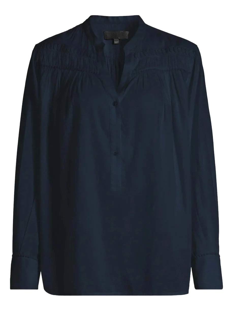 Women's Clarys Gathered Cotton Split Neck Top