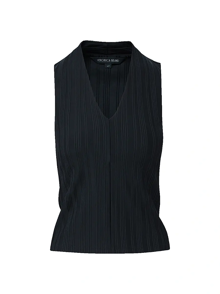 Veronica Beard Women's Evania Ribbed Tank - Navy | Image 1 Veronica Beard Women's Evania Ribbed Tank - Navy | Image 1