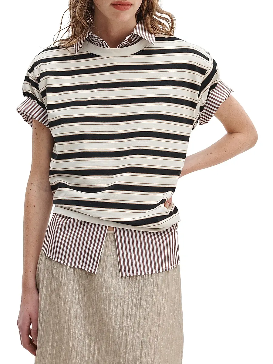 rag & bone Women's Kelly Striped Cotton Boxy T-Shirt | Thumbnail 3 rag & bone Women's Kelly Striped Cotton Boxy T-Shirt | Thumbnail 3