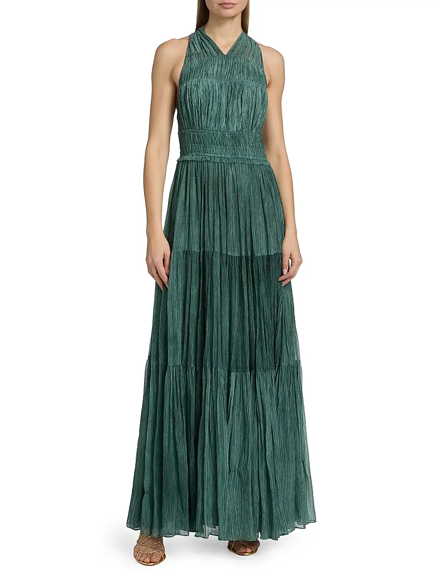 Ulla Johnson Women's Freesia Shirred Silk Chiffon Sleeveless Gown | Thumbnail 3 Ulla Johnson Women's Freesia Shirred Silk Chiffon Sleeveless Gown | Thumbnail 3