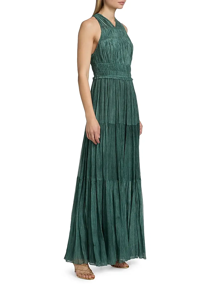 Ulla Johnson Women's Freesia Shirred Silk Chiffon Sleeveless Gown | Thumbnail 4 Ulla Johnson Women's Freesia Shirred Silk Chiffon Sleeveless Gown | Thumbnail 4
