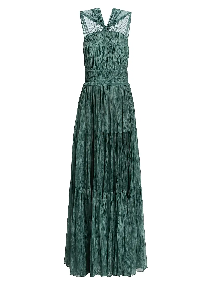 Ulla Johnson Women's Freesia Shirred Silk Chiffon Sleeveless Gown - Kelp | Image 1 Ulla Johnson Women's Freesia Shirred Silk Chiffon Sleeveless Gown - Kelp | Image 1
