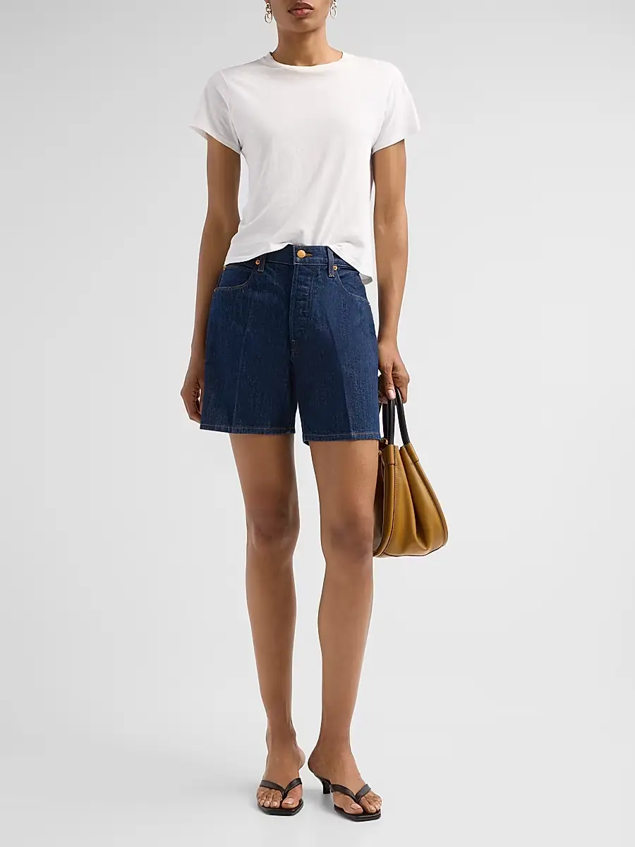 Jamie Haller Women's The Tailor Mid-Rise Denim Shorts | Thumbnail 2