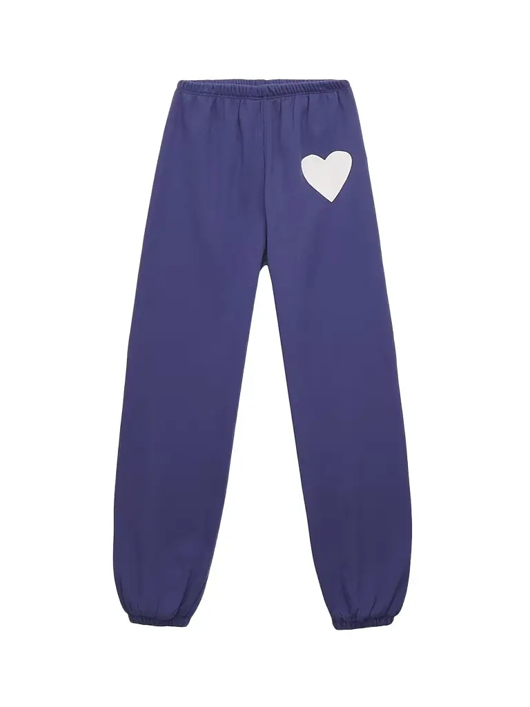 KatieJ NYC Girl's Heart Jogger Sweatpants - Sailboat Blue | Image 1 KatieJ NYC Girl's Heart Jogger Sweatpants - Sailboat Blue | Image 1