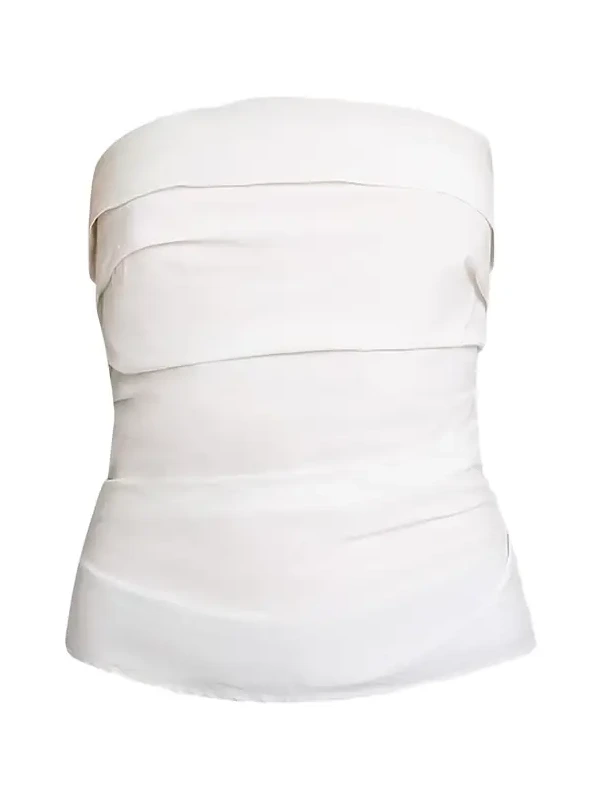 Women's Maisy Strapless Pleated Cotton Poplin Top Women's Maisy Strapless Pleated Cotton Poplin Top