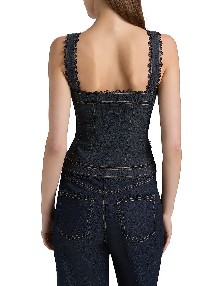 Cinq à Sept Women's Myra Guipure Lace Denim Top | Thumbnail 5