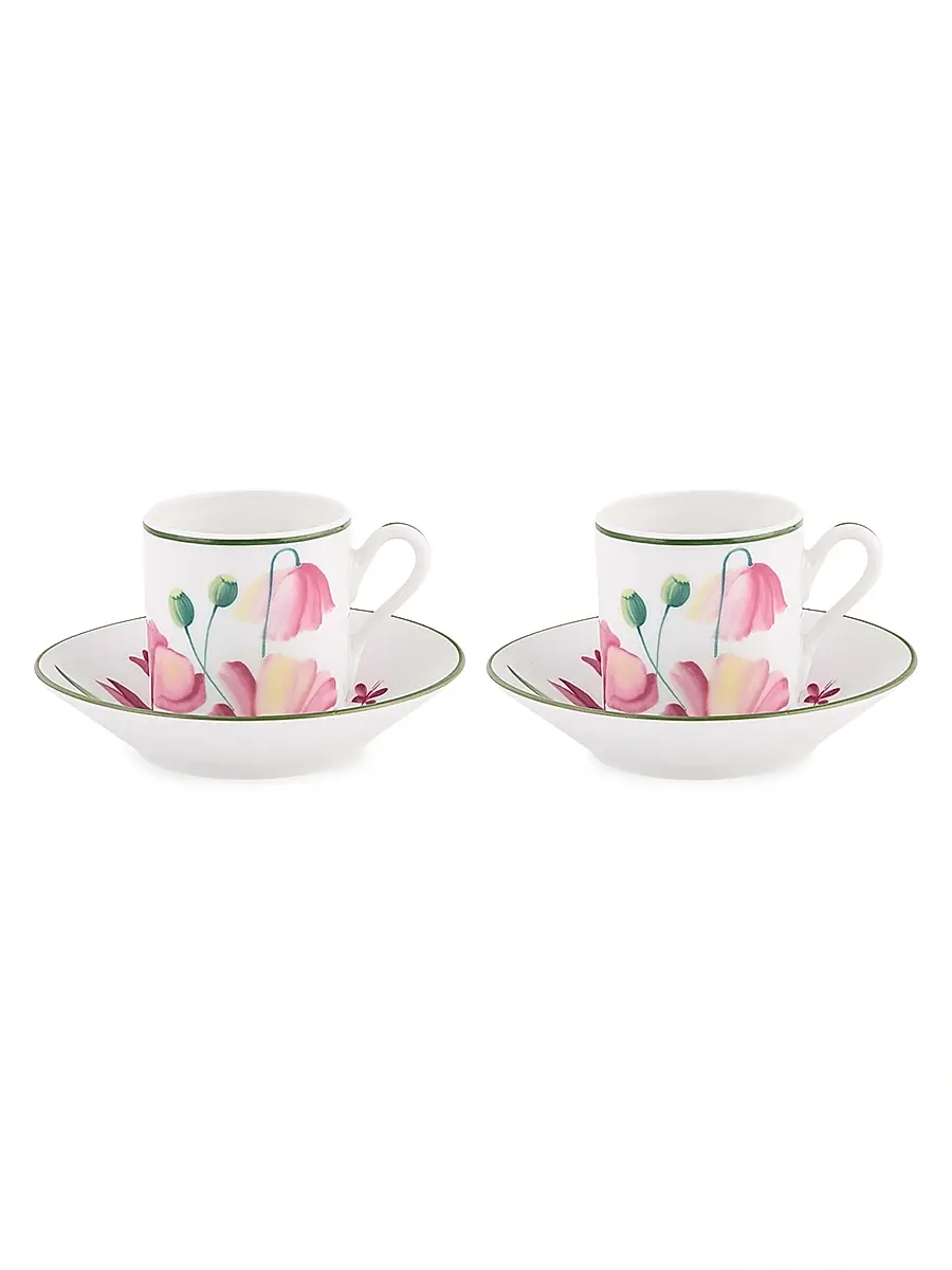 GINORI 1735 Florenza Malva Floral 4-Piece Espresso Cup & Saucer Set - Pink | Thumbnail 4 GINORI 1735 Florenza Malva Floral 4-Piece Espresso Cup & Saucer Set - Pink | Thumbnail 4