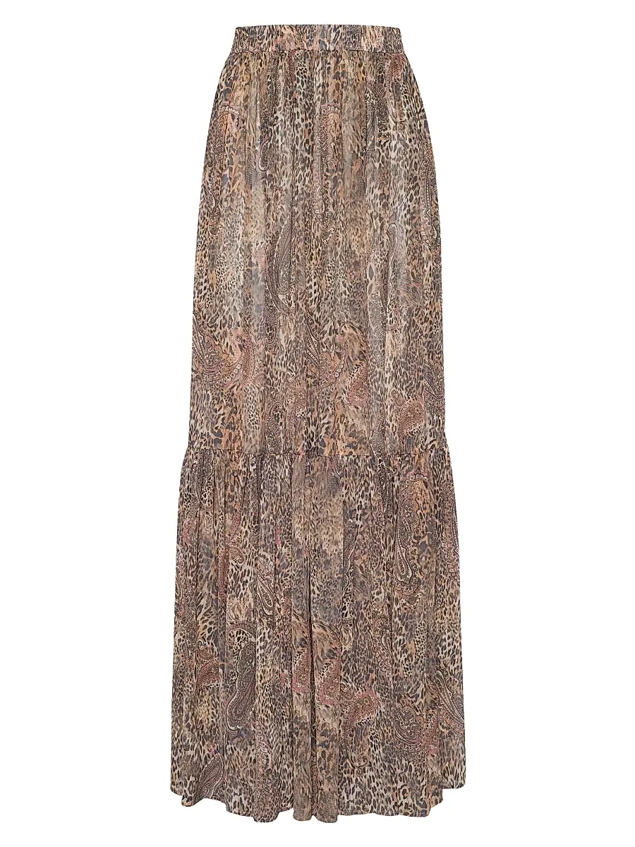 L'Agence Women's Ursie Printed Maxi Skirt - Tan Valencia Leopard - Size XXL | Image 1 L'Agence Women's Ursie Printed Maxi Skirt - Tan Valencia Leopard - Size XXL | Image 1