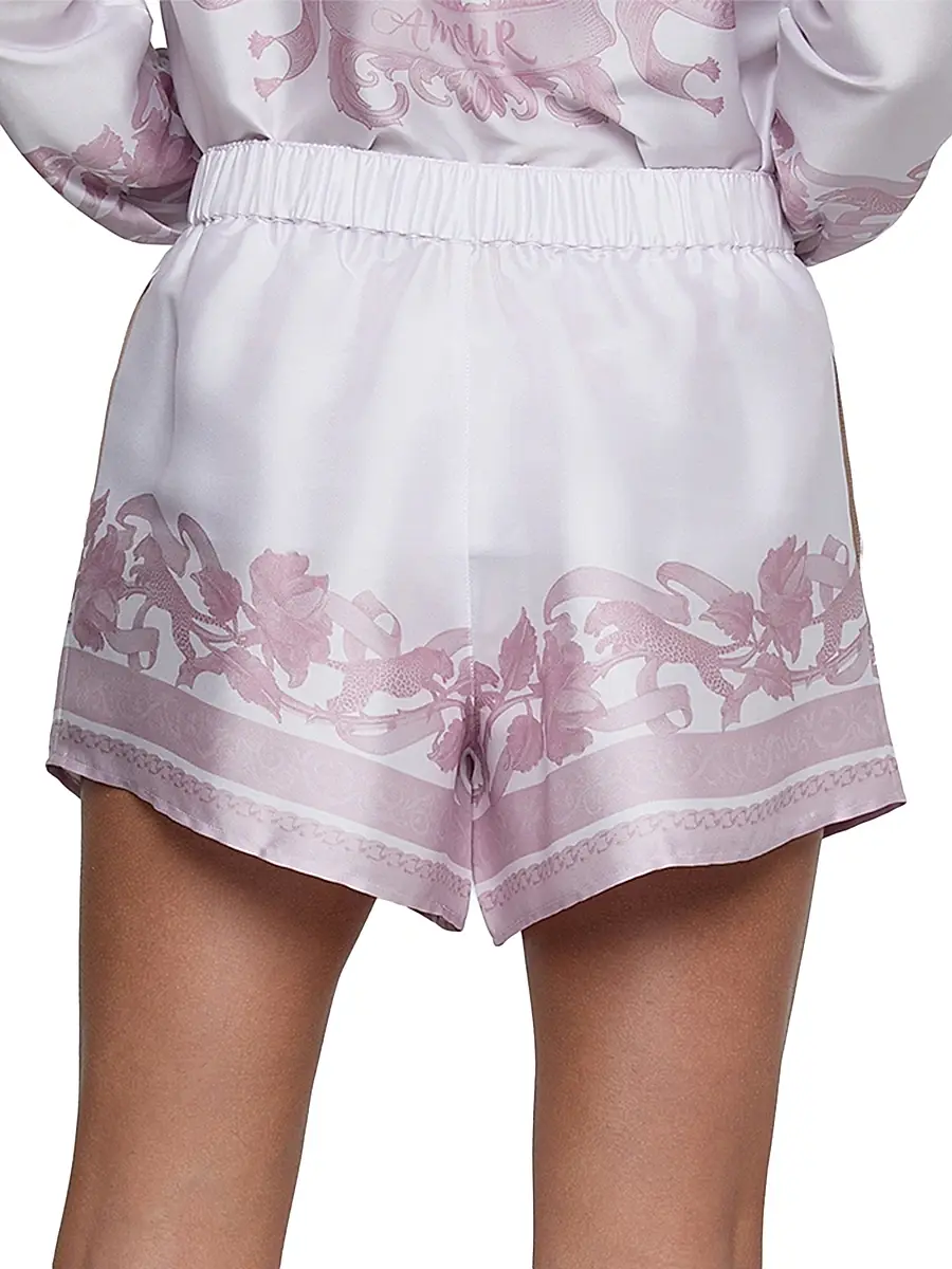 L'Agence Women's Maela Printed Satin Shorts | Thumbnail 5