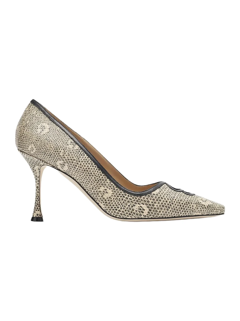Manolo Blahnik Women's Berry Snake-Embossed Leather Stiletto Pumps