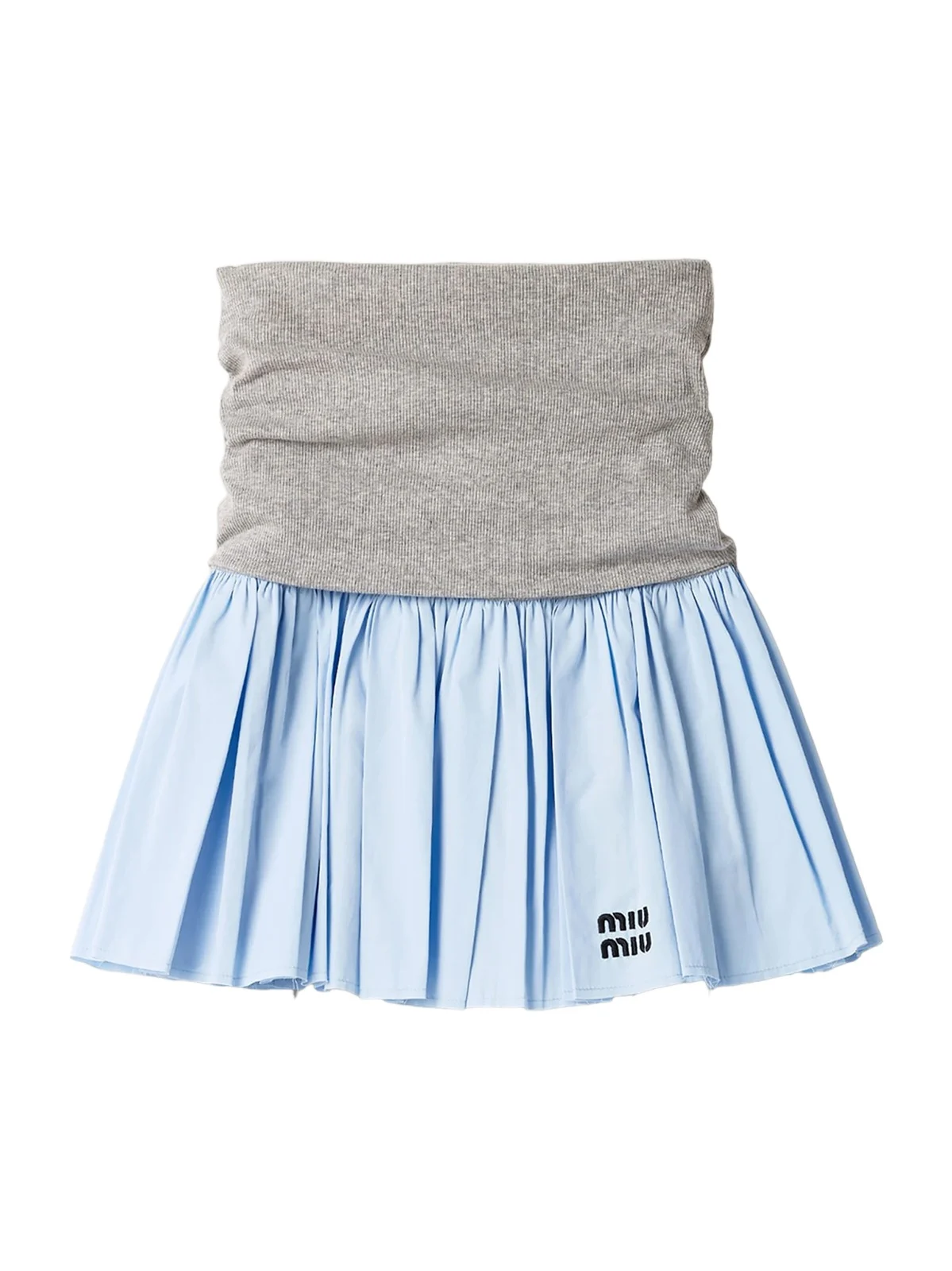 Miu Miu Women's Jersey and Poplin Skirt - Grey Blue