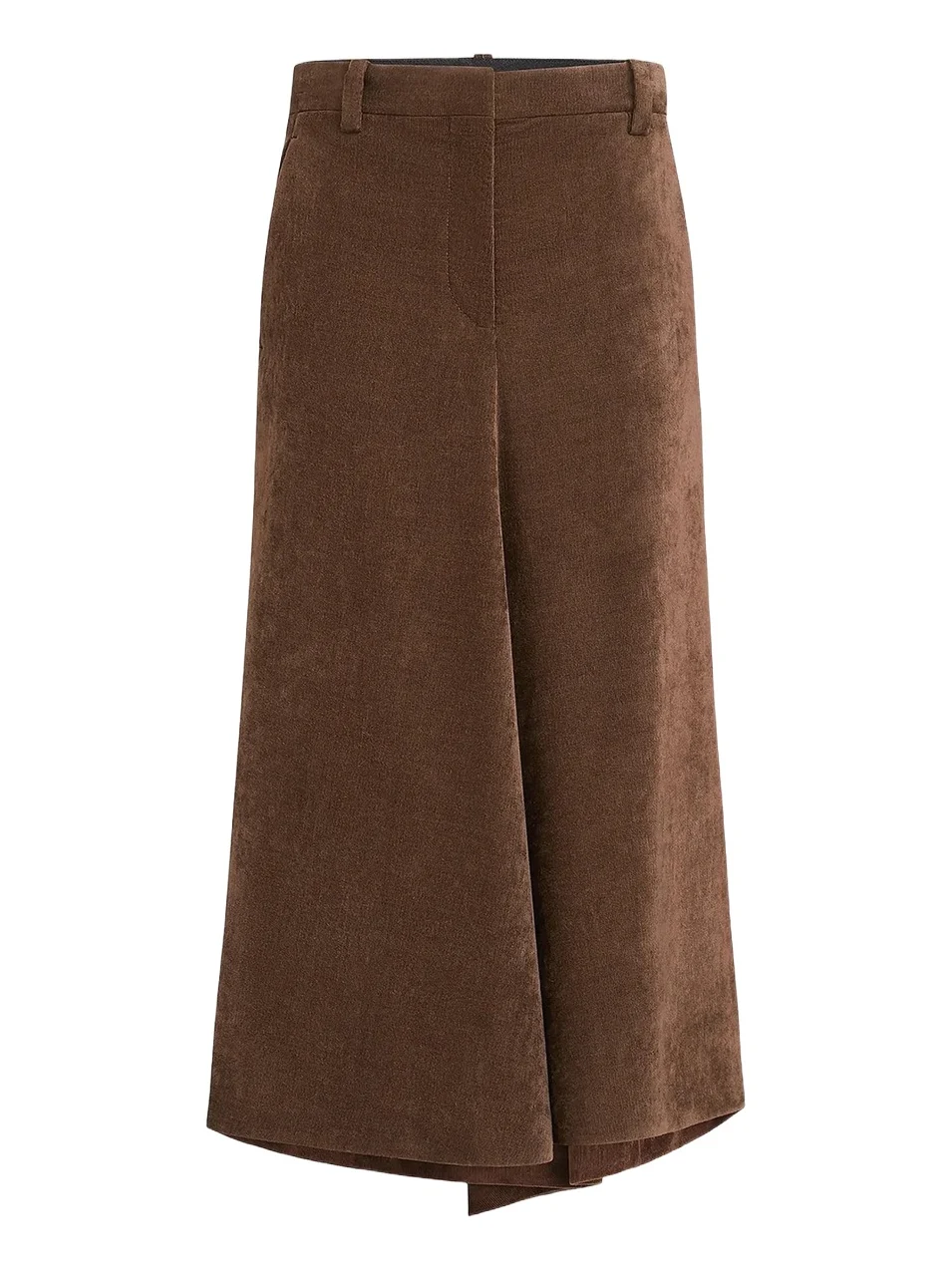 Brunello Cucinelli Women's Fluid Corduroy Flute Skirt with Monili - Cigar