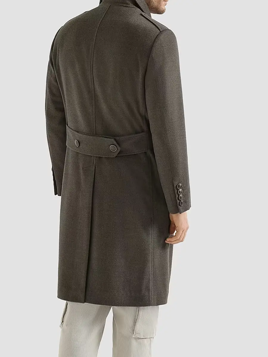 Brunello Cucinelli Men's Lightweight Virgin Wool Cloth One-and-a Half Breasted Coat | Thumbnail 3