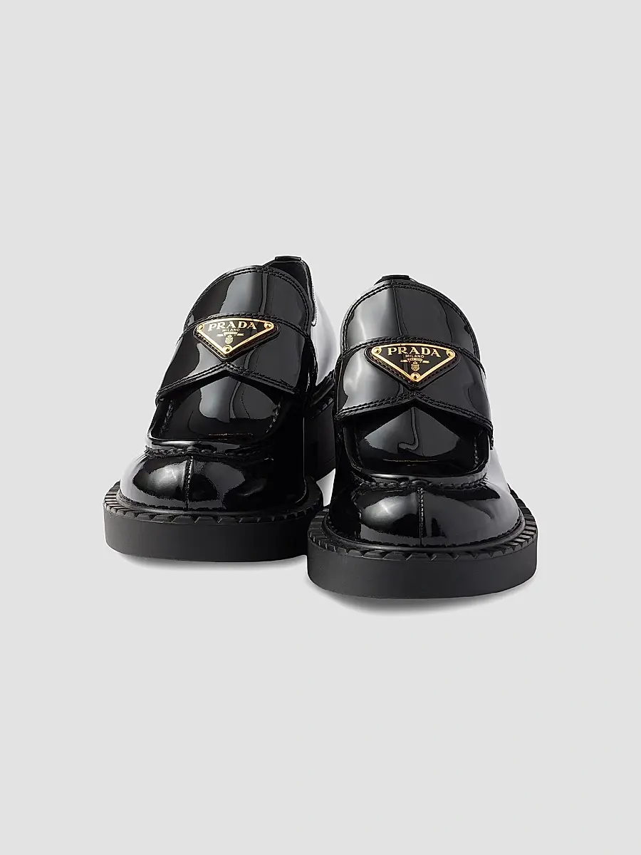 Prada Women's Chocolate Patent Leather Loafers | Thumbnail 2