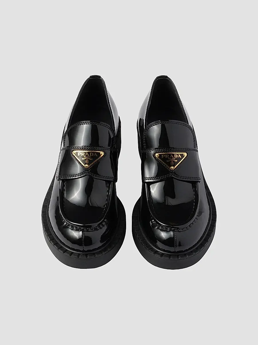 Prada Women's Chocolate Patent Leather Loafers | Thumbnail 4