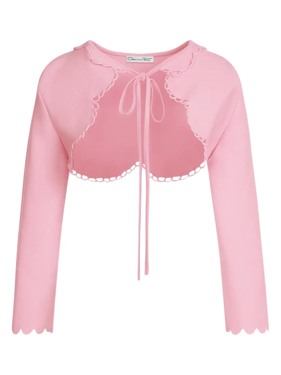 Oscar de la Renta Scallop Trim Knit Bolero