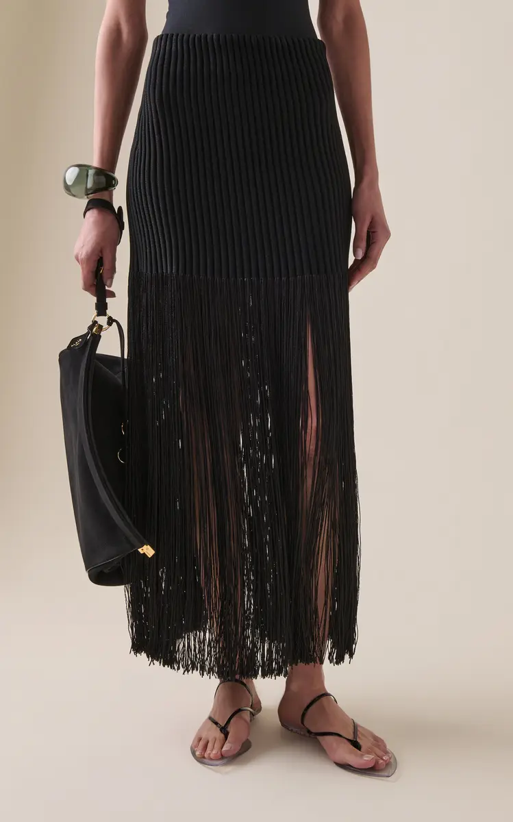 Alaïa Fringed Knit Maxi Skirt | Thumbnail 6