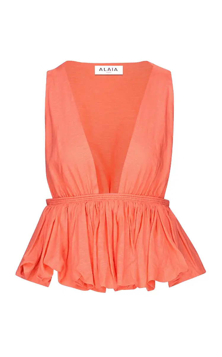 Alaïa Peplum-Hem Cotton-Blend Top | Image 1 Alaïa Peplum-Hem Cotton-Blend Top | Image 1
