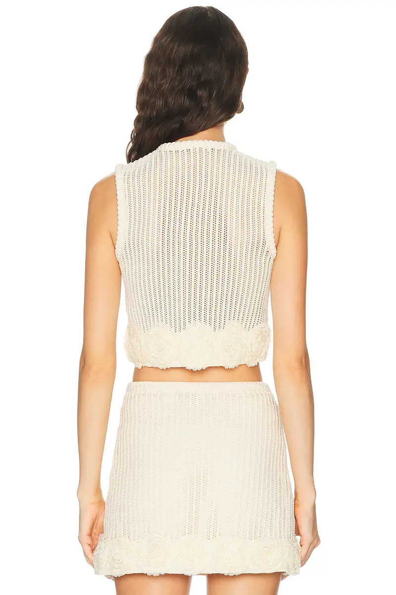 Self-Portrait Crochet Flower Knit Top | Thumbnail 3