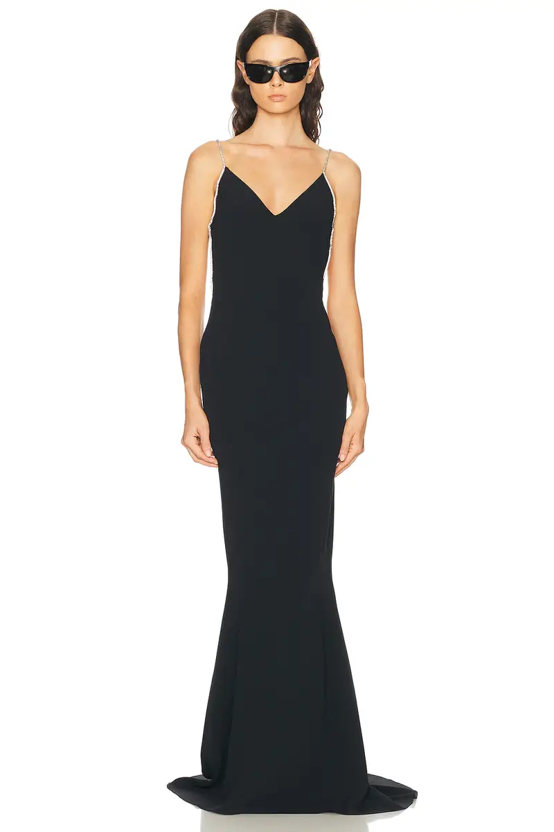 Tom Ford Crystal Chain Embroidered Satin Evening Dress | Image 1 Tom Ford Crystal Chain Embroidered Satin Evening Dress | Image 1