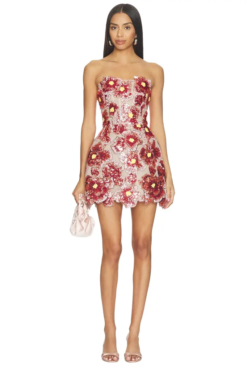 Raspberry Sequin Maraya Strapless Mini Dress