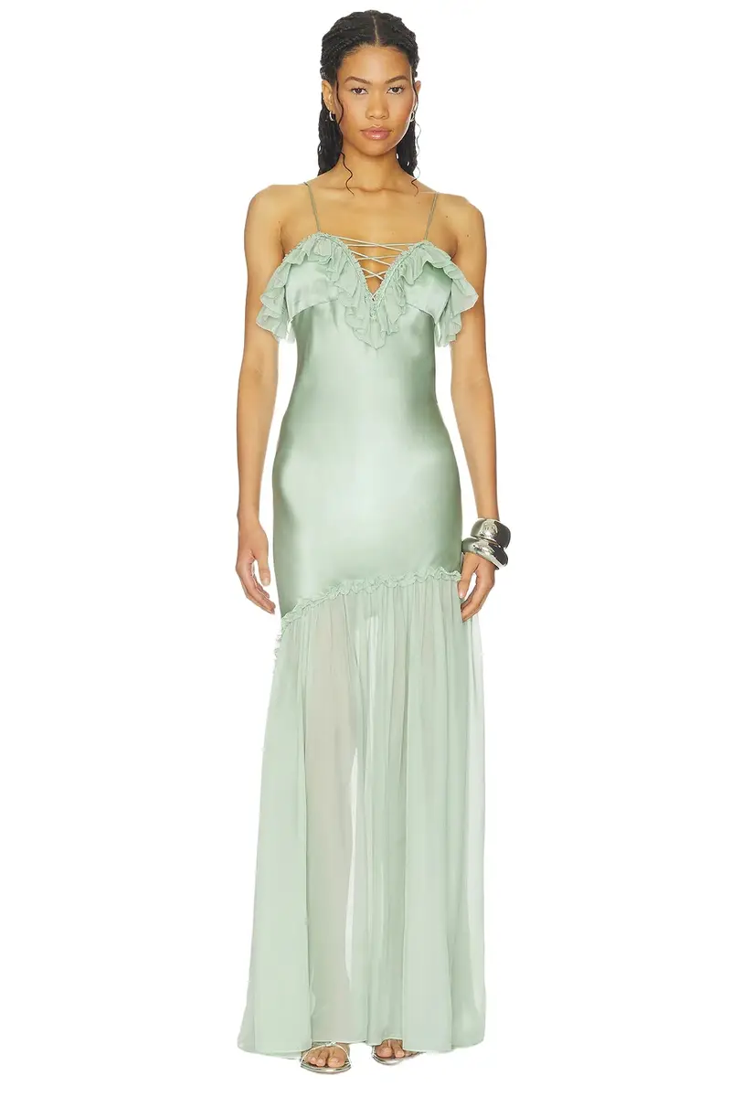 Elaria Cami Silk Gown With Lace Up