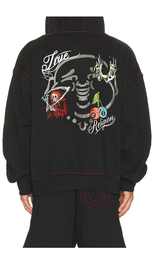 True Religion Buddha Face Big T Boxy Zip Up Hoodie | Thumbnail 3 True Religion Buddha Face Big T Boxy Zip Up Hoodie | Thumbnail 3