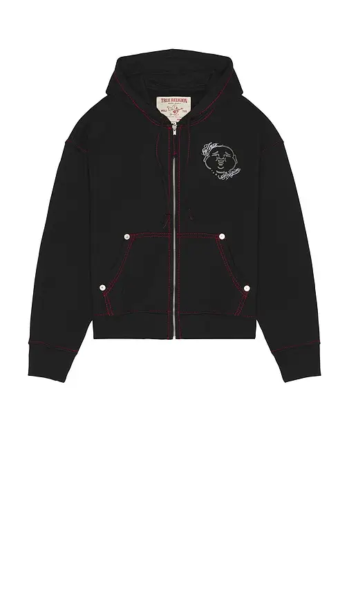 True Religion Buddha Face Big T Boxy Zip Up Hoodie | Thumbnail 5 True Religion Buddha Face Big T Boxy Zip Up Hoodie | Thumbnail 5
