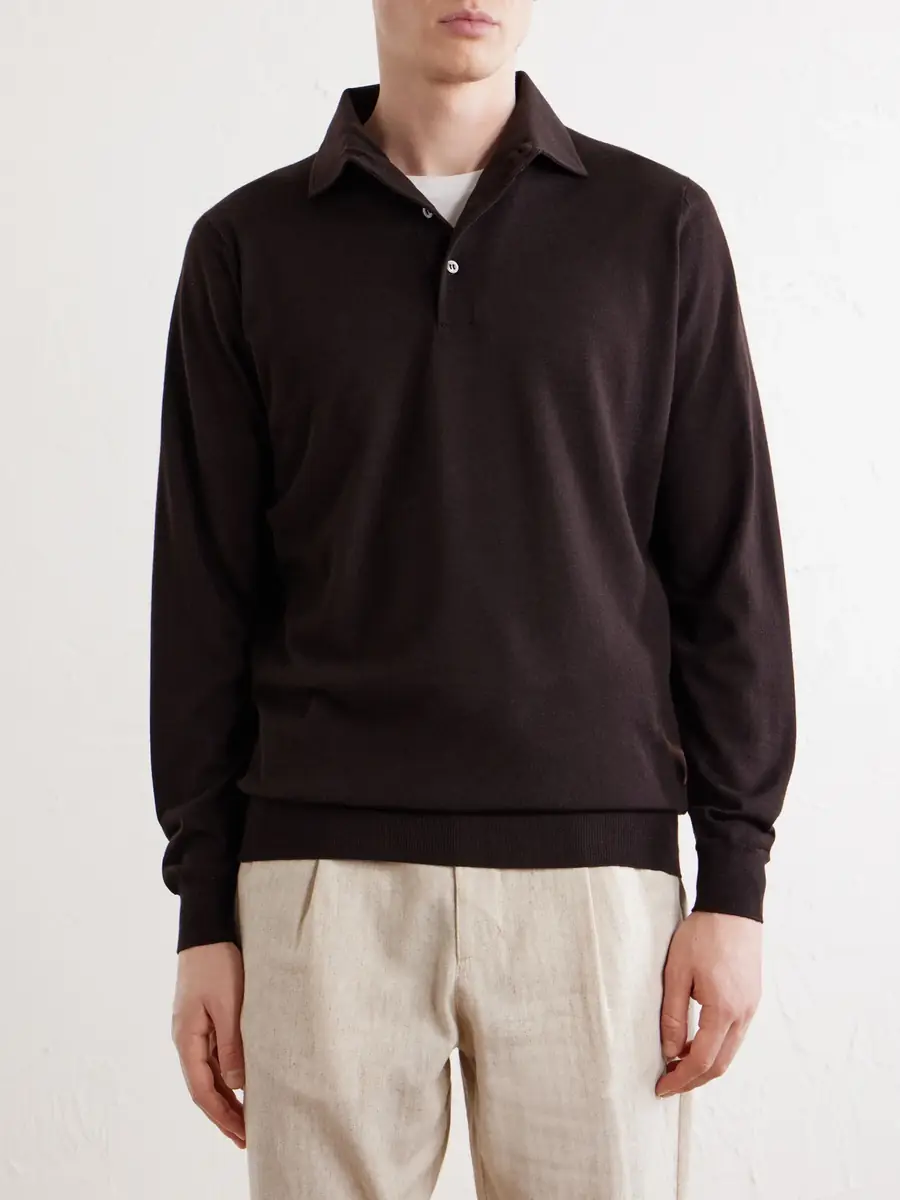 Lardini Virgin Wool Polo Sweater - Men | Thumbnail 3