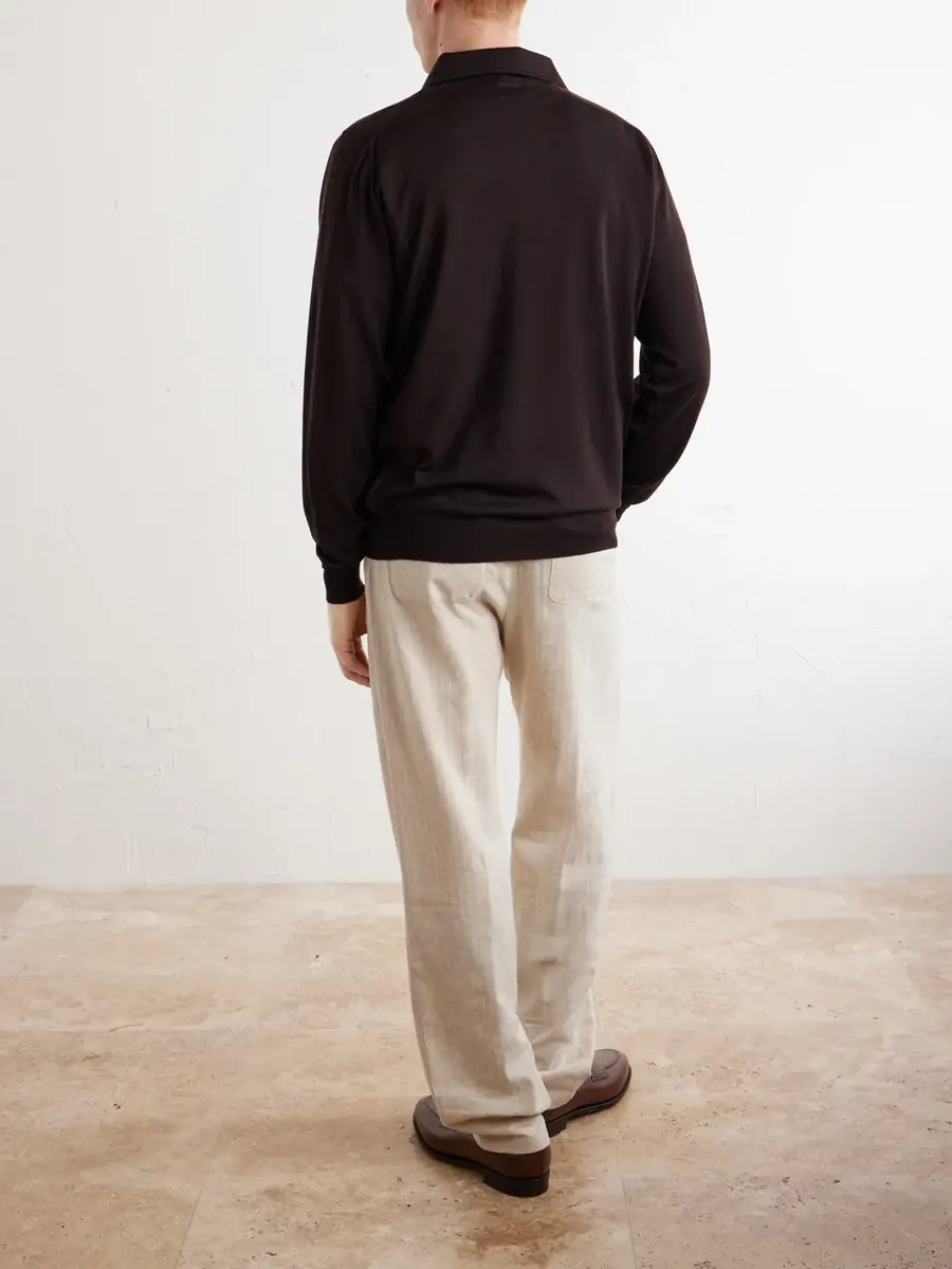 Lardini Virgin Wool Polo Sweater - Men | Thumbnail 4