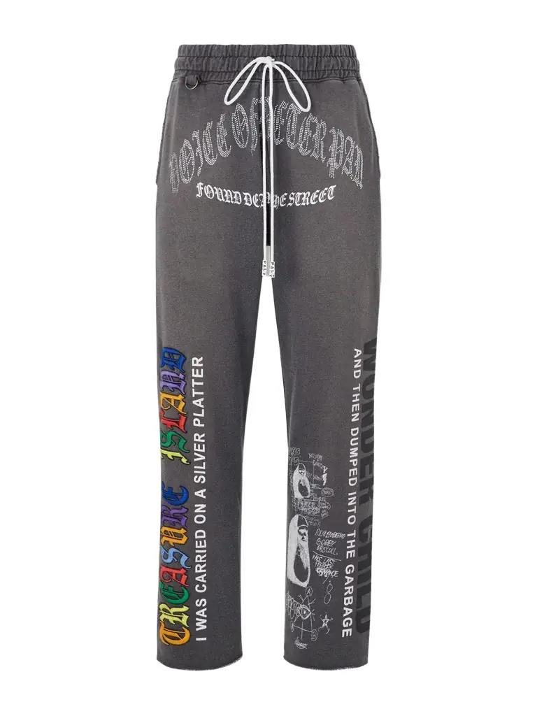 Paly Hollywood Bobby Driscoll Embellished Printed Cotton-Fleece Sweatpants - Men | Image 1 Paly Hollywood Bobby Driscoll Embellished Printed Cotton-Fleece Sweatpants - Men | Image 1