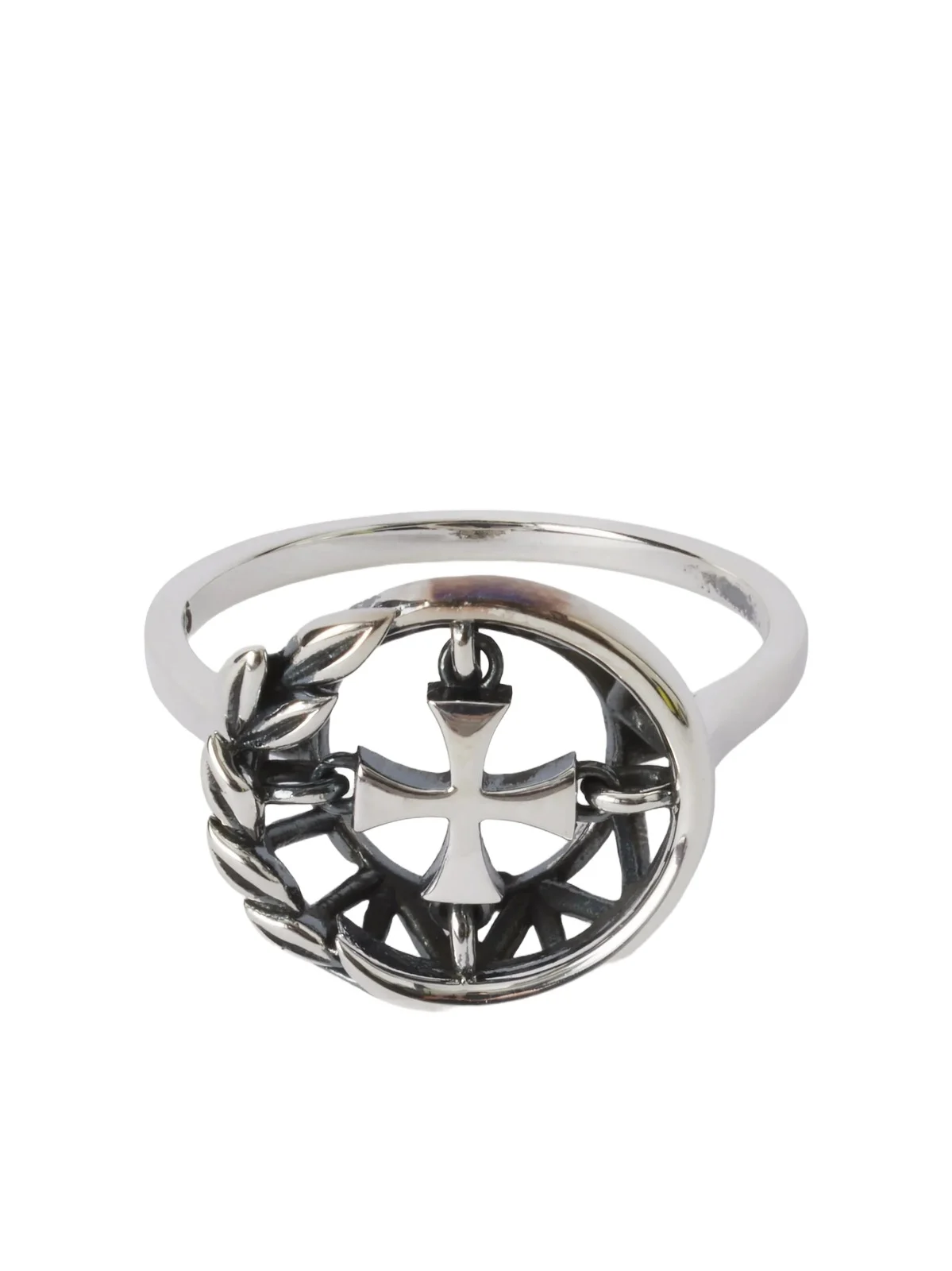 Enfants Riches Déprimés Wreath Cross Sterling Silver Ring - Men