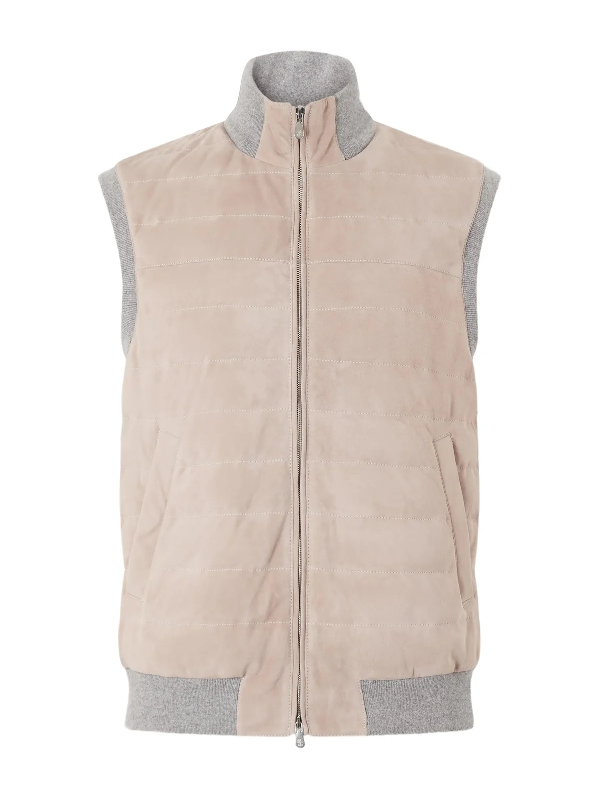 Brunello Cucinelli Padded Cashmere-Trimmed Quilted Suede Gilet - Men