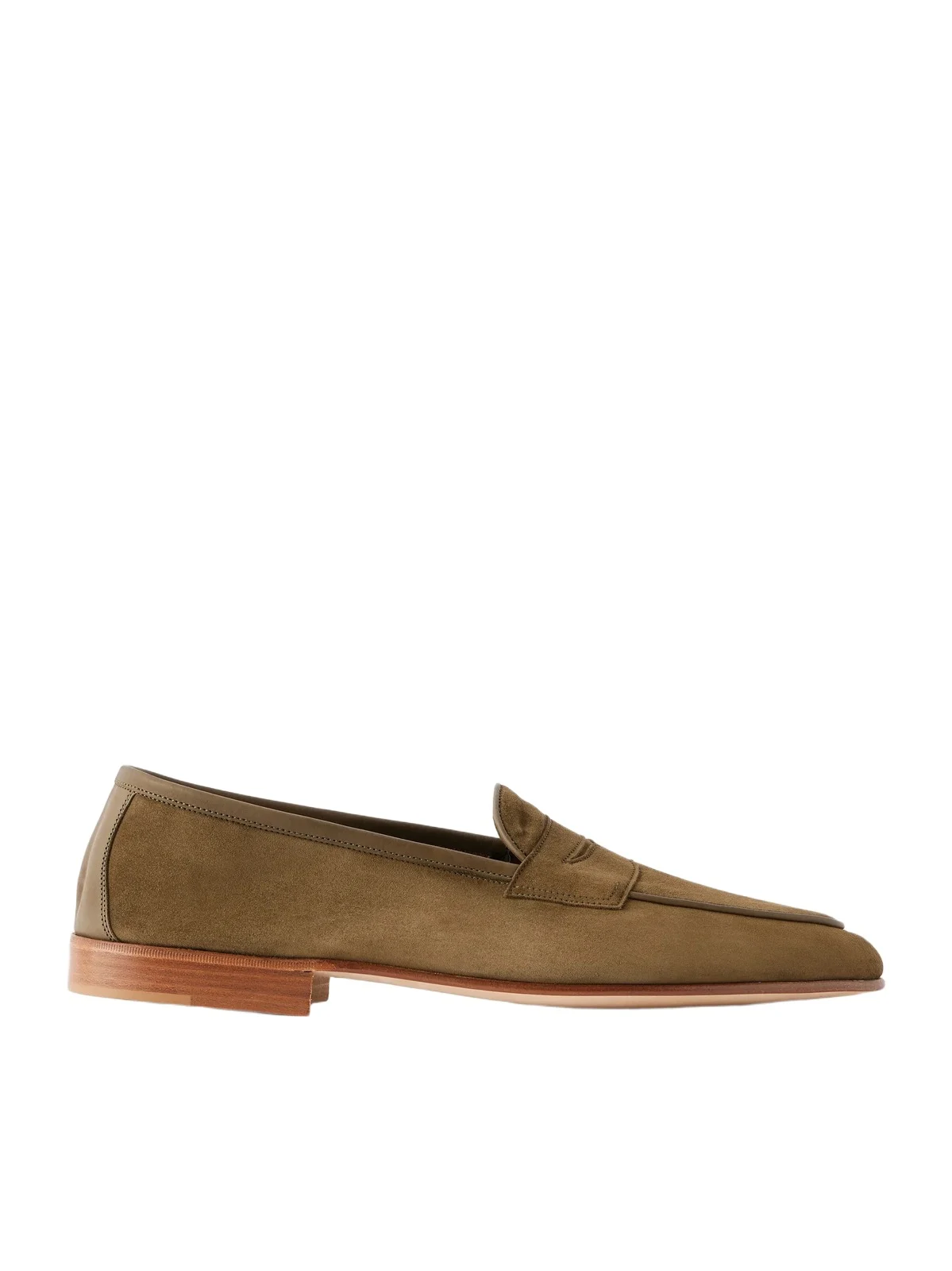 Edward Green Polperro Leather-Trimmed Suede Penny Loafers - Men