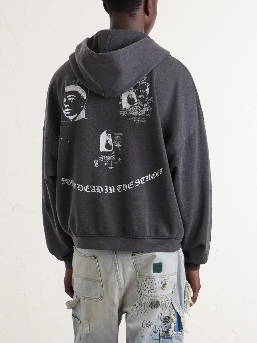 Paly Hollywood Bobby Driscoll Embroidered Printed Cotton-Blend Jersey Hoodie - Men | Thumbnail 4 Paly Hollywood Bobby Driscoll Embroidered Printed Cotton-Blend Jersey Hoodie - Men | Thumbnail 4