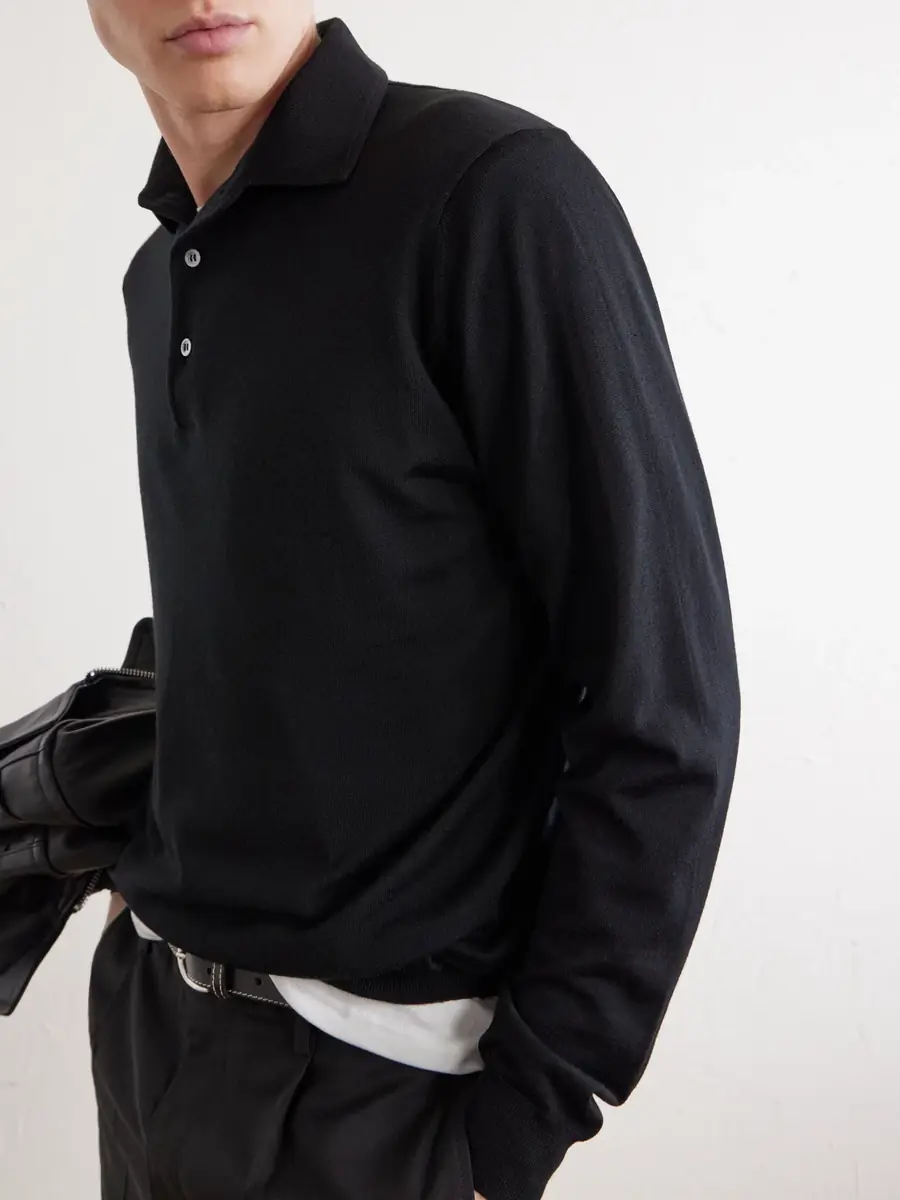 Lardini Virgin Wool Polo Sweater - Men | Thumbnail 5 Lardini Virgin Wool Polo Sweater - Men | Thumbnail 5
