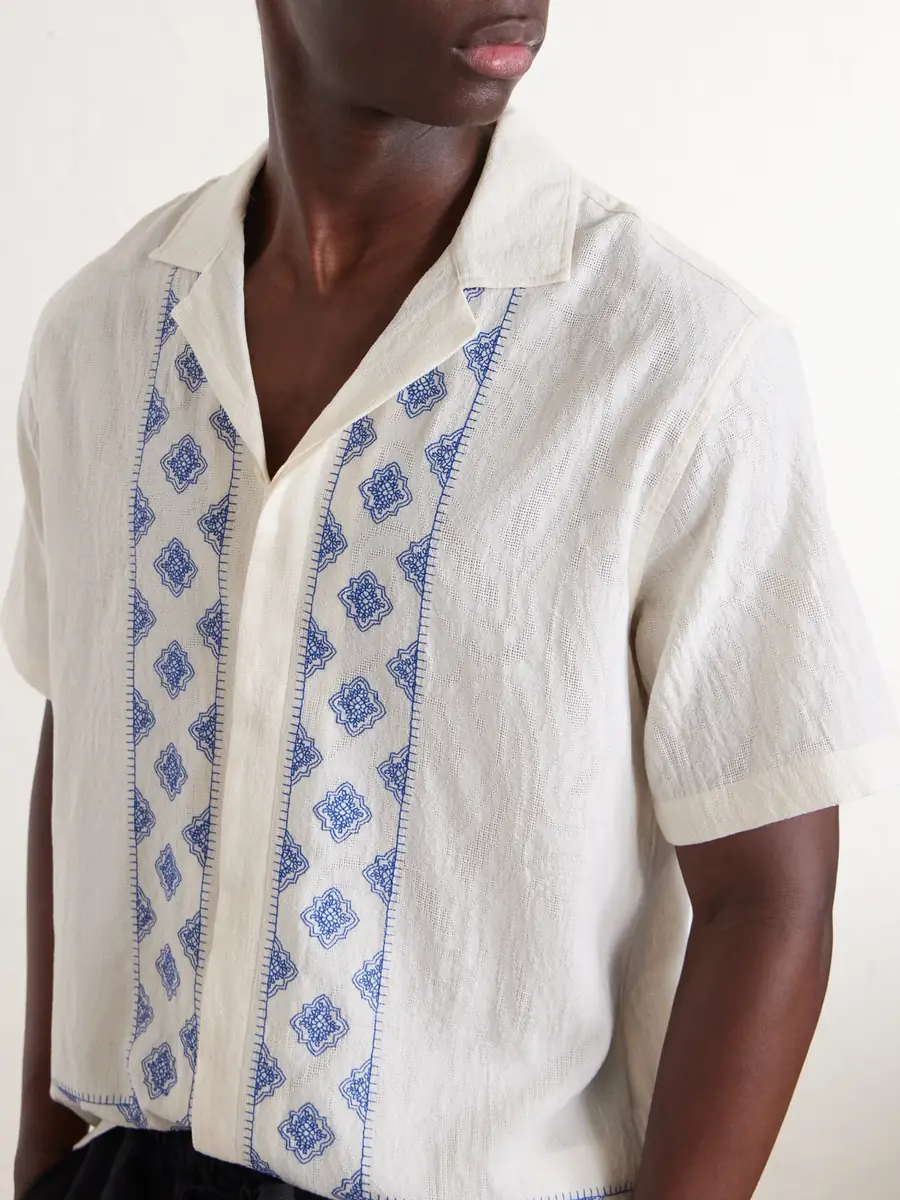 Orlebar Brown Maitan Camp-Collar Embroidered Cotton Shirt - Men | Thumbnail 5 Orlebar Brown Maitan Camp-Collar Embroidered Cotton Shirt - Men | Thumbnail 5